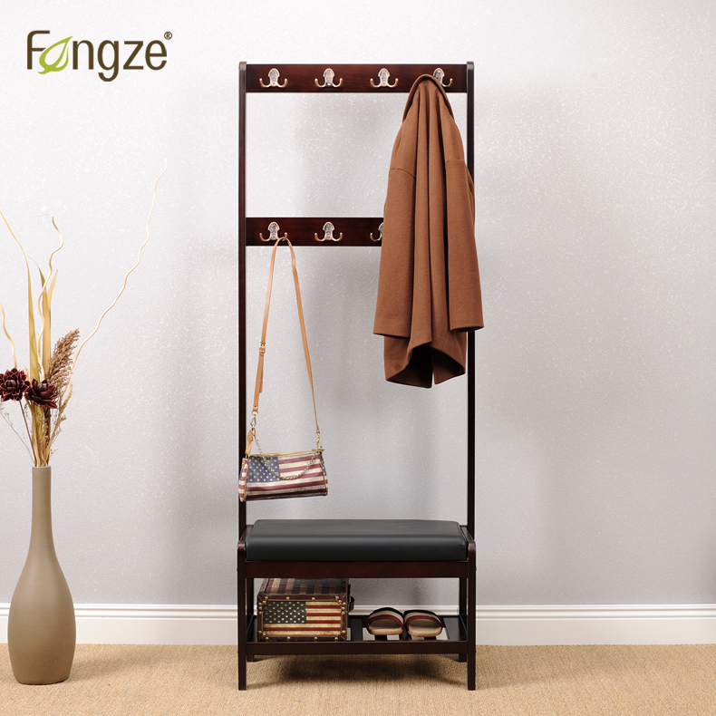 Fengze solid wood simple shoe changing stool shoe rack multi-purpose hanger hallway porch storage shoes stool CS832