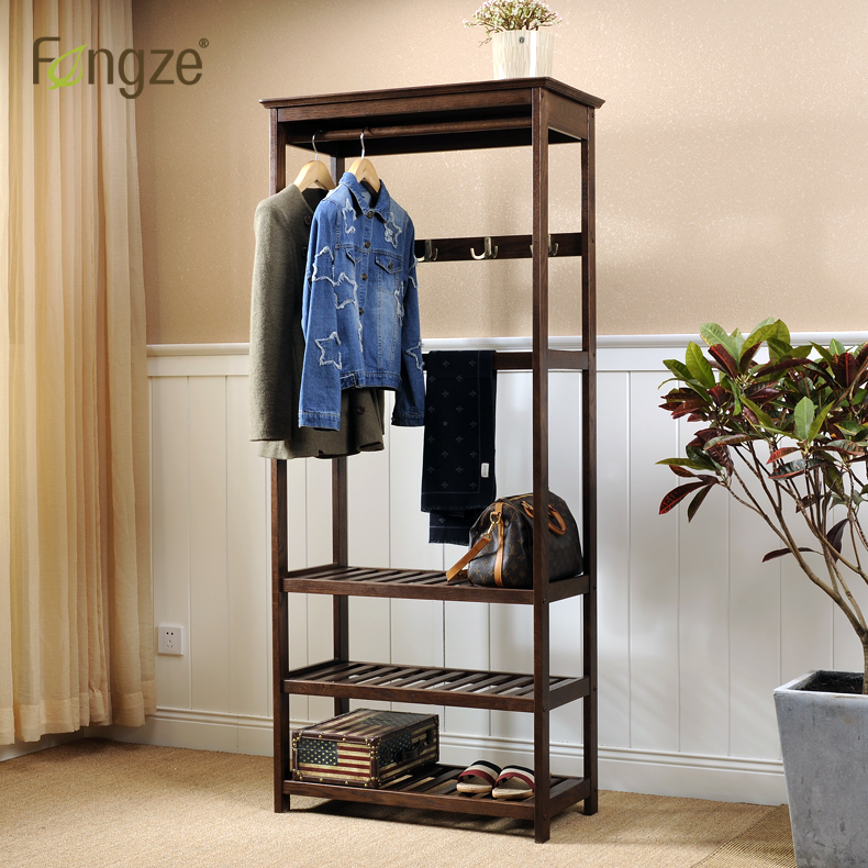 Fengze solid wood hanging hanger floor-to-ceiling coat rack simple home storage bedroom storage hanger CS935