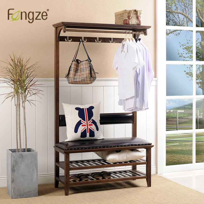 Fengze American Solid Wood Change Shoe Hanger Hanger Hanger Integrated Genguan Multifunction Door Hall Brief wearing a shoe stool AS815 -Taobao