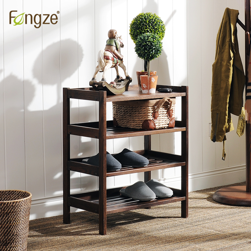 Fengze simple solid wood shoe frame multi-layer Nordic door narrow simple wooden white plate shelf household shelf