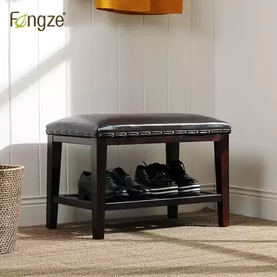 Fengze American shoe stool solid wood Nordic simple door entrance bed tail frame small shoe stool soft bag cushion