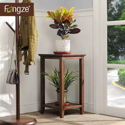 Fengze American simple ladder small flower stand solid wood home rack indoor living room flower pot shelf AS612