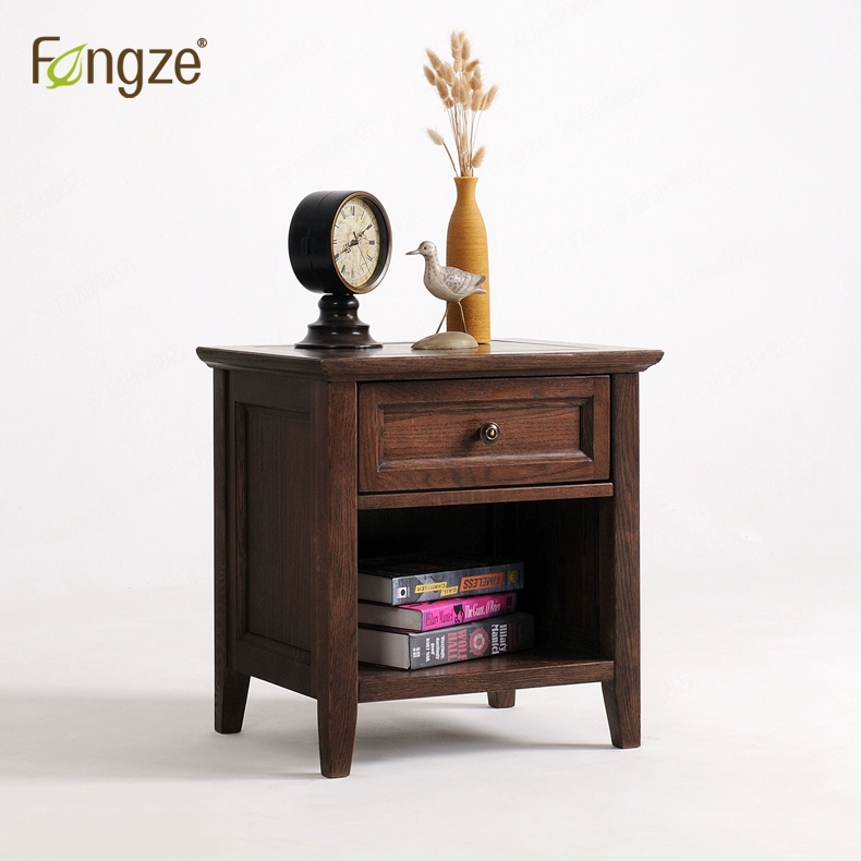 Tủ đầu giường gỗ nguyên khối Fengze Home Đồ nội thất bằng gỗ nguyên khối kiểu Mỹ đơn giản có ngăn kéo Tủ lưu trữ hiện đại AS113P - Buồng