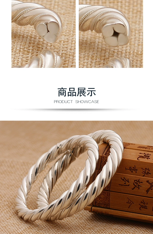 Hướng dẫn kế thừa Nhiều sợi dây tùy chỉnh S999 Sterling Silver Twist Dây xoắn - Vòng đeo tay Cuff