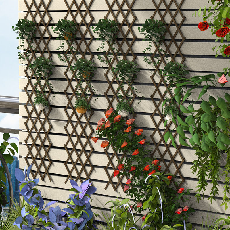 Wall-Mounted Flower Rack, Wall-Mounted Grid, Balcony Decoration Fence, Anti-Corrosion Wood Climbing Trellis, Flower Wall, Outdoor Bracket, Indoor and Outdoor