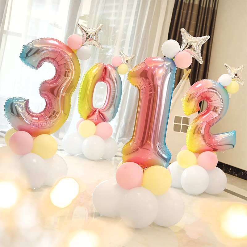 Baby 100 days 100 years old digital column Road lead stage decoration Hotel decoration large aluminum film digital balloon