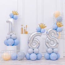 Birthday digital balloon column road lead Blue Baby Full Moon 100 days decoration childrens first party scene layout