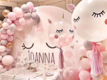 Piggy decoration unicorn sticker transparent wave balloon sticker birthday party theme decoration 100-day banquet arrangement