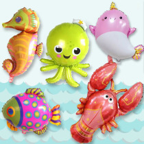 Dolphin shark whale seahorse aluminum film balloon marine animal birthday party lobster clownfish octopus balloon