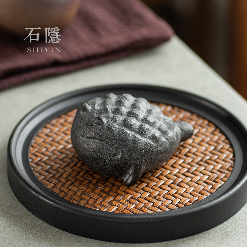 Stone Cryo Golden Toad Ujin Stone Tea Spotting Piece Boutique of Artisanal Tea Set Accessories Toad for a chasio tea