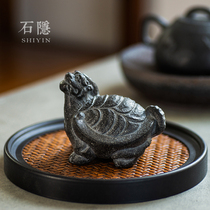  Shiyin dragon turtle handmade black gold stone head color-changing tea pet decoration boutique can raise turtles lucky tea play tea table jewelry