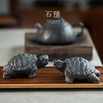  Shiyin handmade tea play Wujin stone head tea pet decoration Turtle lucky creative boutique can raise Zen tea set jewelry