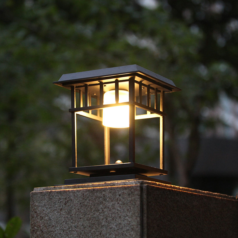 Solar column head lamp Wall head door post lamp Wall lamp New Chinese aluminum 5W watt LED landscape villa lawn lamp