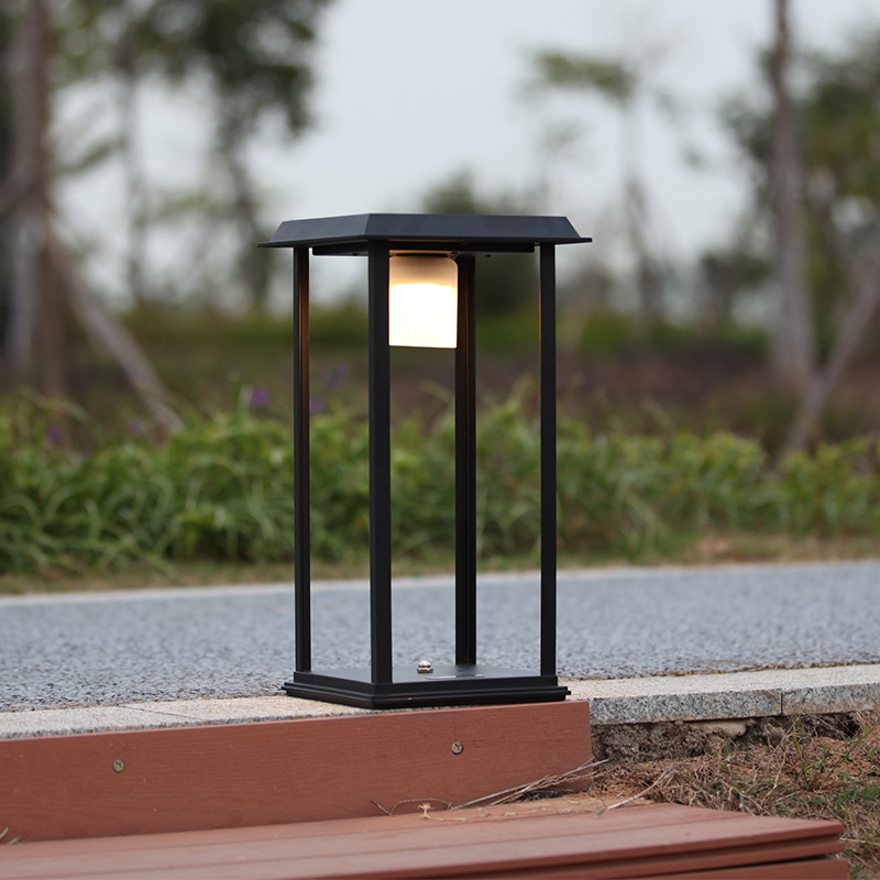 Solar column head lamp Wall head door post lamp Wall lamp New Chinese style simple aluminum 5W tile LED landscape villa lawn