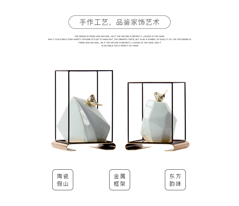 Art BeiZi household adornment Art creative furnishing articles bird ceramics taihu stone porch decoration TV ark