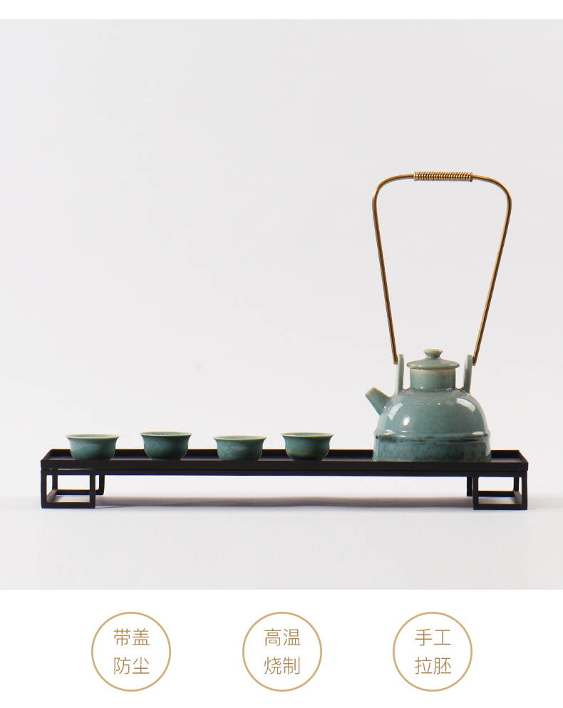 Zen tea room art BeiZi new Chinese style ceramic teapot decorations soft outfit sample room metal art furnishing articles