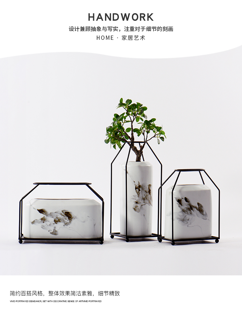 The New Chinese ink painting art BeiZi ceramic flower implement soft furnishing articles example room adornment club house sitting room porch decoration