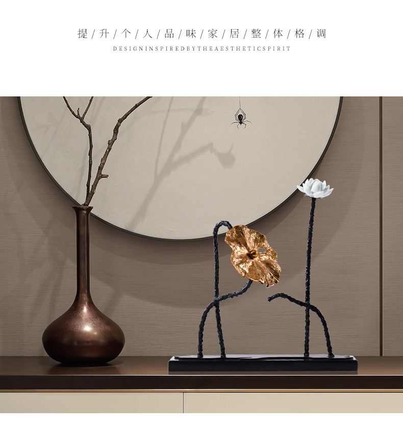 New Chinese style TV ark, zen furnishing articles example room copper soft adornment sitting room porch decoration porcelain lotus lotus leaf