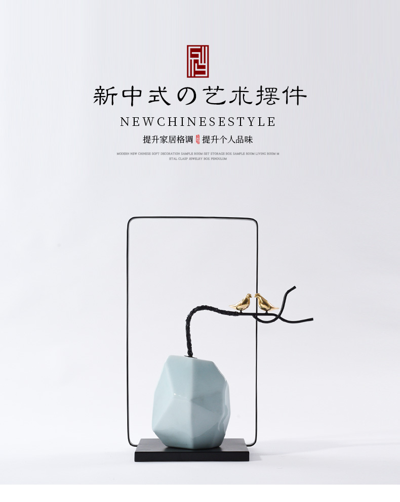 New Chinese style example room porch place hotel club creative partition soft outfit ceramic rockery zen sitting room decoration