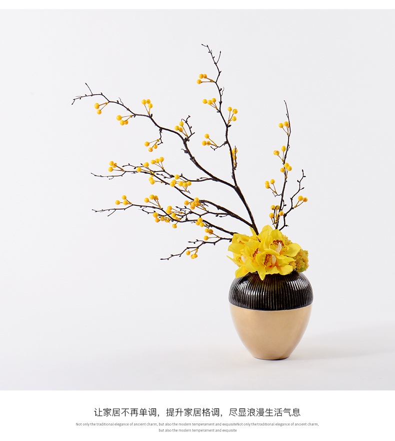 New Chinese style overall light floral key-2 luxury ceramic vases, yellow peach blossom put bonsai soft outfit example room estate home furnishing articles