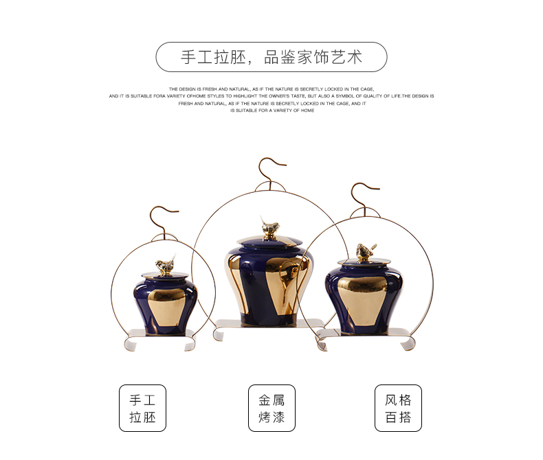 Modern new classical general plating gold ceramic pot home example room soft adornment jar storage tank furnishing articles