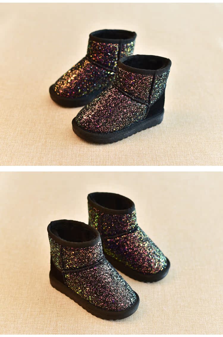 Bottines enfants en tissu Sequin ronde paillette pour hiver - semelle caoutchouc antidérapant - Ref 1003237 Image 17