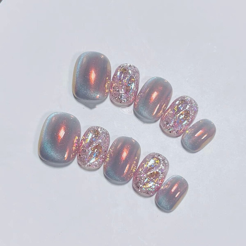 【Aurora Gradient】Handmade Nail Art with Sparkling Gentle Light Therapy Wearable Nail Art Finished Fake Nails Removable Nails 【Aurora Gradient】Handmade Nail Art with Sparkling Gentle Light Therapy Wearable Nail Art Finished Fake Nails Removable Nails