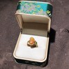Ru Xian Jade Road 18K heavy gold inlaid with natural Huang Qin single seed ring single seed raw stone gold inlaid with jade belt certificate