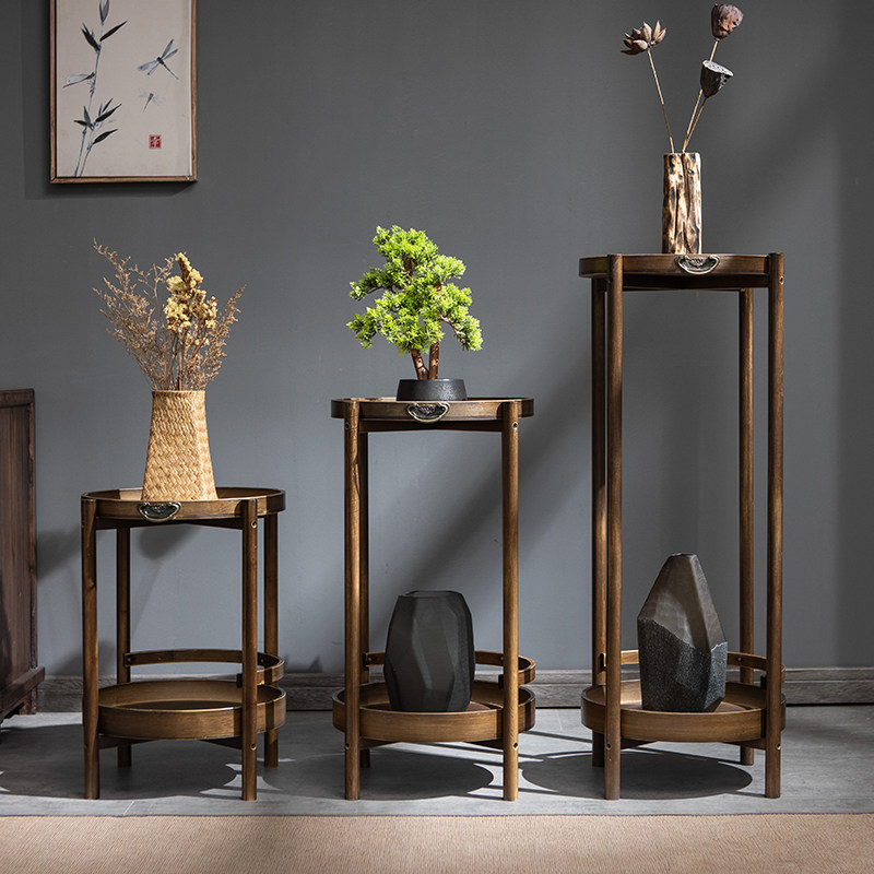 Flower stand living room 2022 new Chinese retro plant placement rack flower pot bracket balcony outdoor courtyard potted plant rack