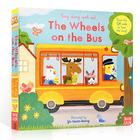 英文原版绘本The Wheels on the Bus Sing Along with Me公车巴上的轮子儿歌童谣抽拉纸板机关操作玩具书thewheelsonthebus