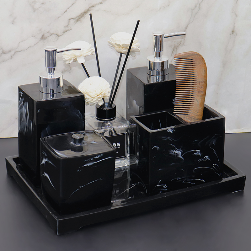 Nordic Hotels Hand Sanitizer Bottle Marble Striped Bathroom Five Pieces Sets Makeup Room Wash Suit Nursery Resin Pendulum