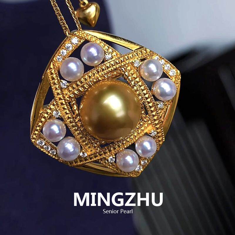 现货南洋金珠天然海水珠吊坠胸针项链扣多戴款圆极强光18K金镶钻 :珠宝界的百变女王👑-颈饰-淘宝好物网