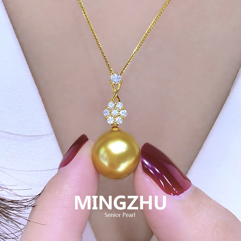 南洋金珠菲律宾天然浓金色海水珍珠吊坠:奢华璀璨,闪耀你的每一刻!-颈饰-淘宝好物网
