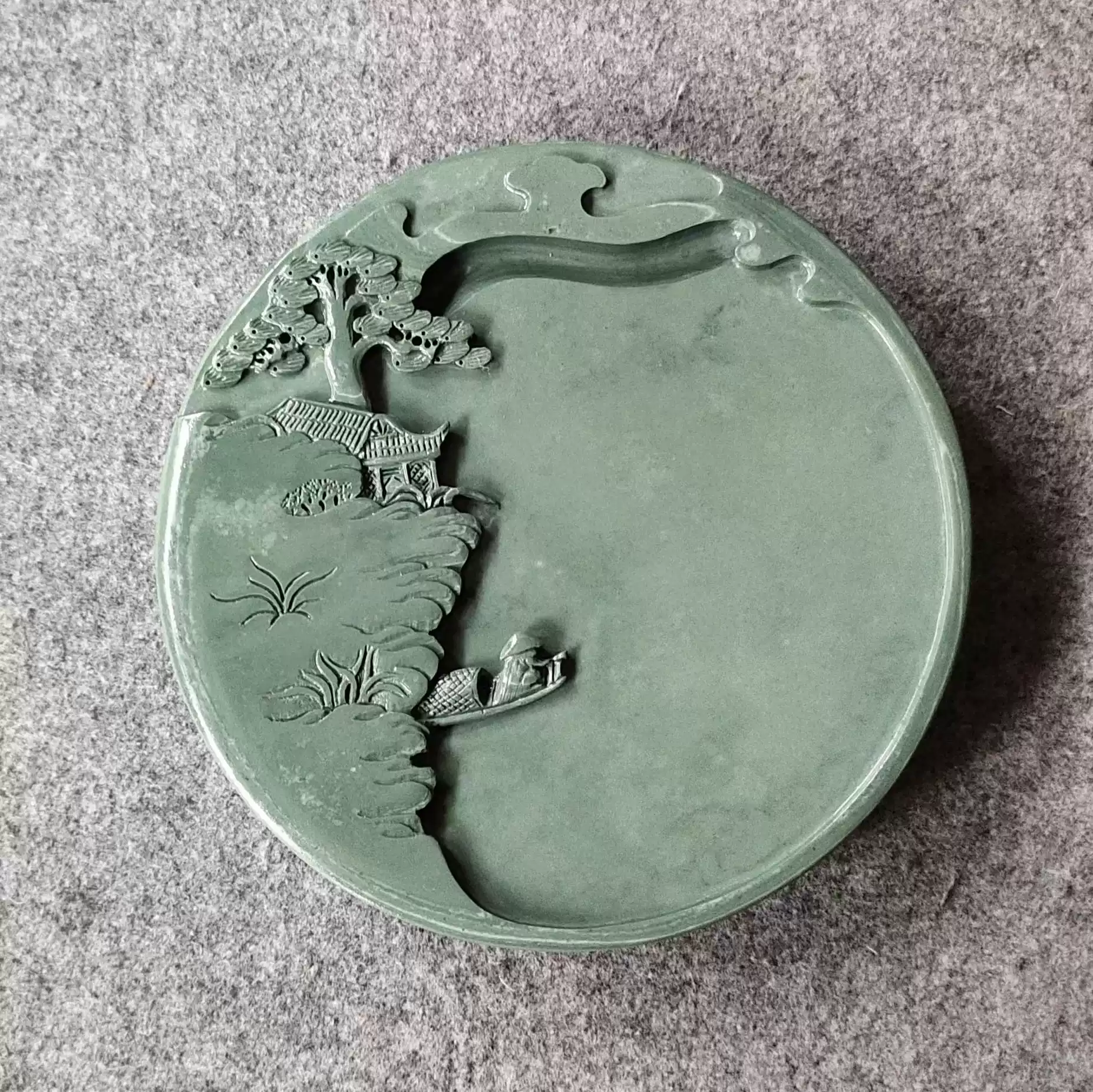 天然鬆花石硯手工雕刻大清國寶風格文房用品原石鬆花硯臺