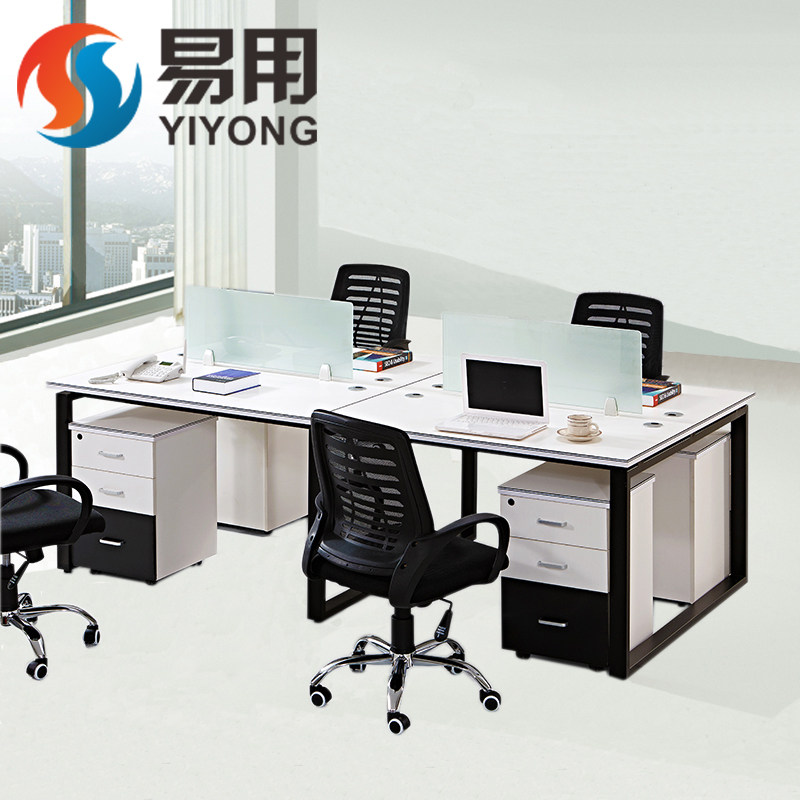 Guangzhou office furniture staff desk combination staff table simple modern screen 4 person desk office chair