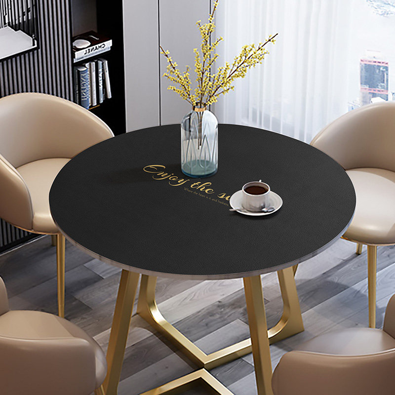 Nordic leather round table tablecloth modern home waterproof oil-proof anti-scald disposable coffee table table mat round table mat