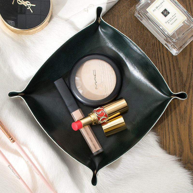 American creative desktop leather storage box simple retro cosmetic storage box living room entrance key tray