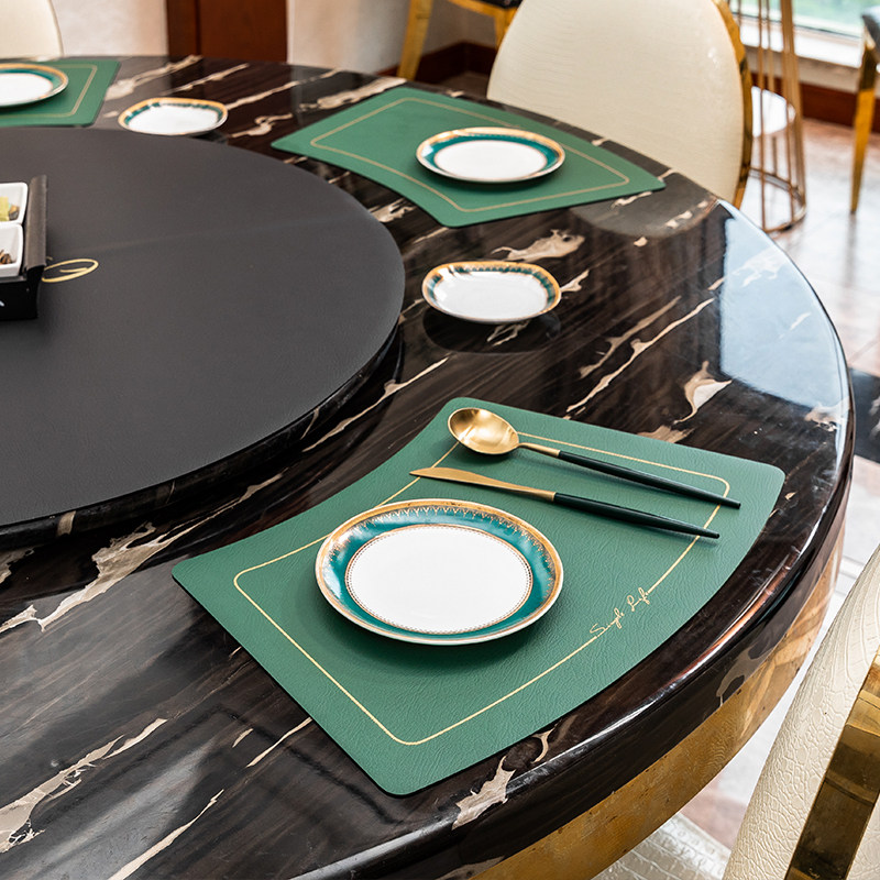 Nordic leather Western placemat waterproof oil proof home light luxury fan-shaped placemat insulation pad anti-scalding plate mat