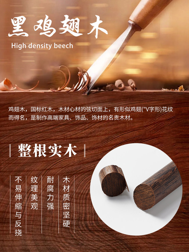 Redwood and Black Chicken-Wing Wood Walking Stick, Wooden Cane for the Elderly, Solid Wood Dragon Head, Gift for Longevity, Four-Legged Non-Slip Walking Stick