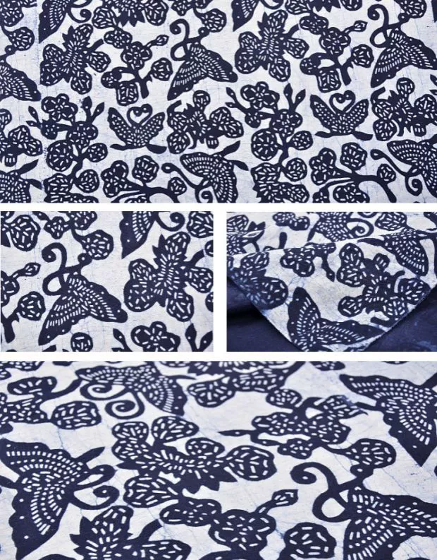 Vải Danfeng: cotton handmade thực vật màu xanh in vải khăn trải bàn vải batik vải rèm - Vải vải tự làm vải thun sọc