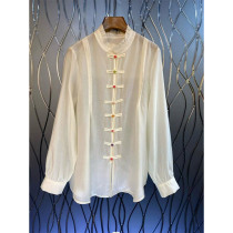 2024 early spring new Chinese style national wind disc buckle cardigan with long sleeve shirt female design feeling small crowd to blouse women