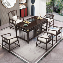New Chinese solid wood tea table table chair set alloy wire Sandalwood Home Office tea table living room Zen kung fu tea table