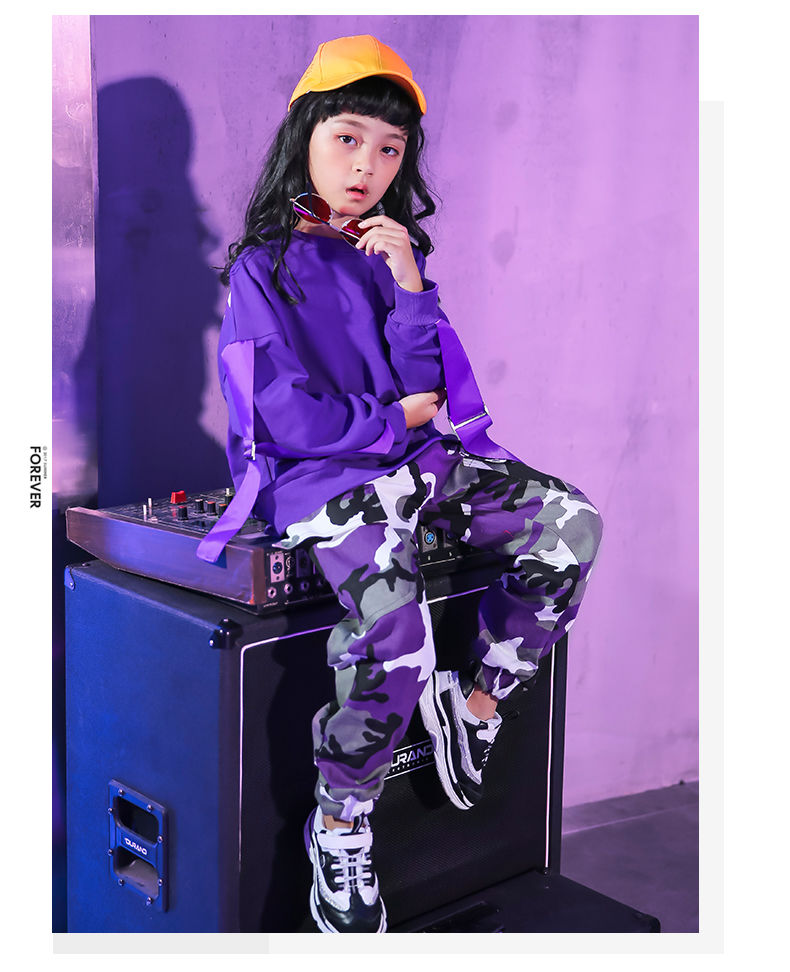 Bộ đồ nhảy đường phố dành cho trẻ em Bộ đồ nhảy hiphop jazz dành cho trẻ em mùa thu và mùa đông phiên bản mới của Hàn Quốc váy bale múa cho bé