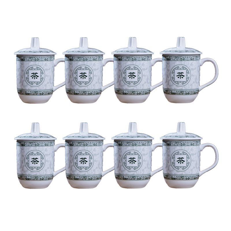 Jingdezhen ceramic cups with cover glass keller cup custom home tea cup classic office meeting
