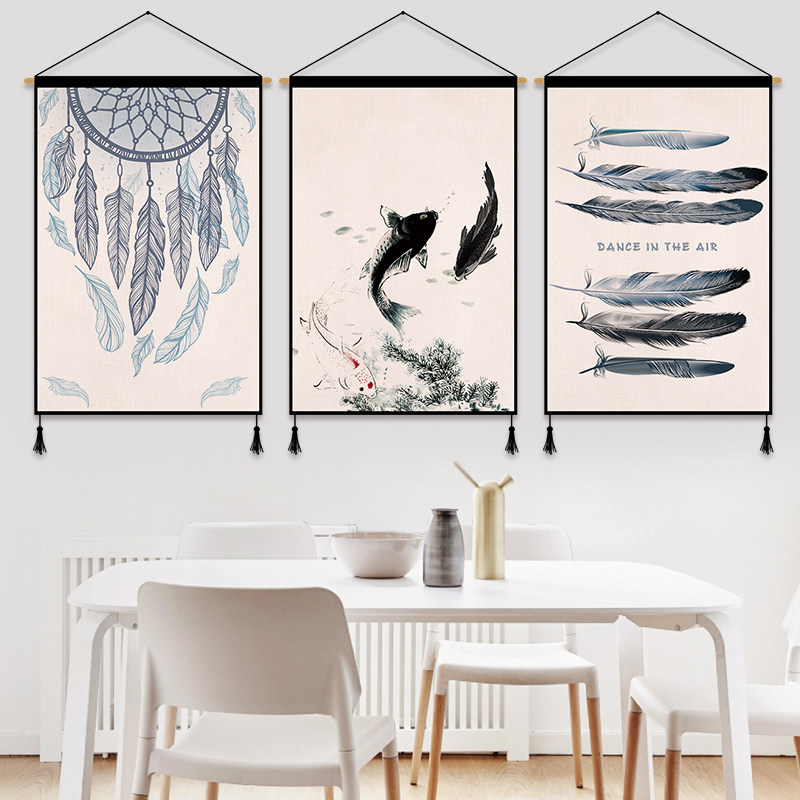 Fresh water color decoration painting cotton linen cloth art hanging painting electric meter case sheltering painting Living room bedroom hanging blanket Xuanguan Wall painting