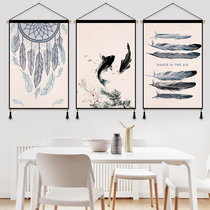 Fresh water color decoration painting cotton linen cloth art hanging painting electric meter box shelter drawing living room bedroom hanging blanket Xuanguan wall painting