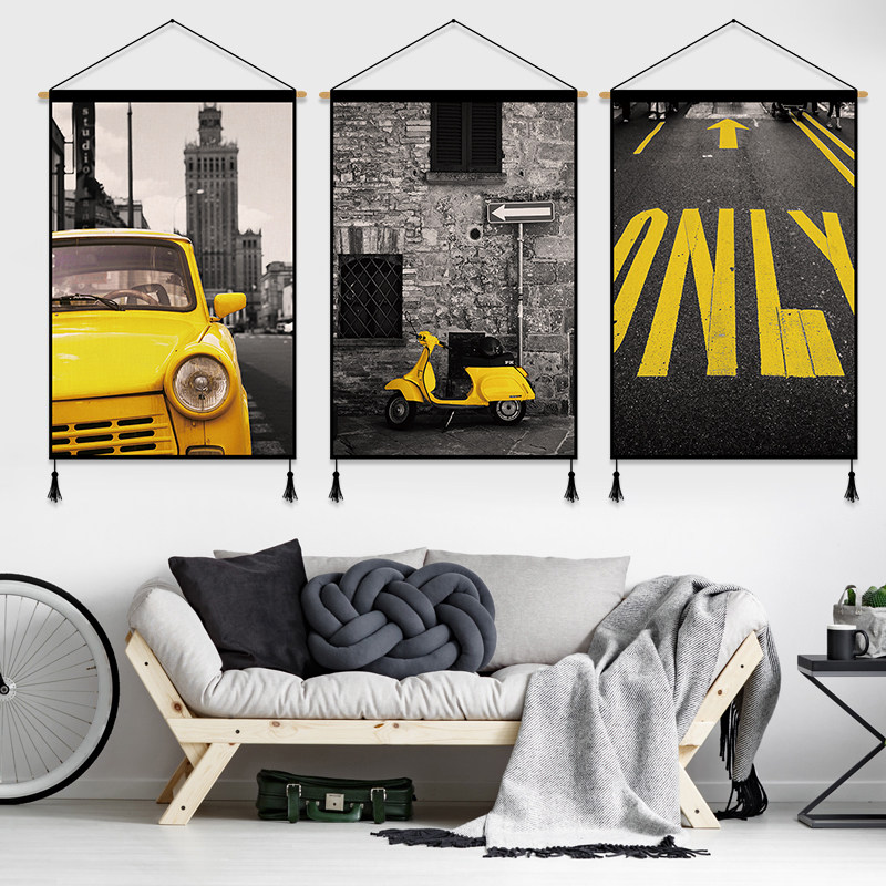 Fashion Morden Cloth Art Hanging Painting Sofa Background Wall Decoration Painting Hanging Cloth Living-room Bedroom Tapestry Industrial Wind Tapestry