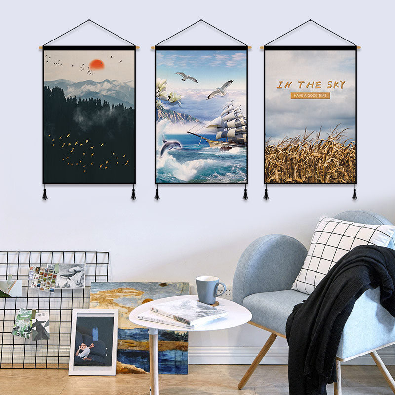 Natural Scenery Cloth Art Hanging Painting Living-room Bedroom Decoration Painting Hotel Folk Juku Decoration Tapestry Electric Meter Box Shelter Painting