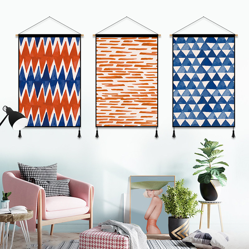 Modern minimalist line painting sofa background wall decoration painting bedroom study fabric tapestry homestay apartment decoration