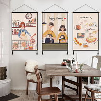 Cozy bedroom Restaurant decoration hanging paintings ins hanging fabric red cloth placed room bedside tapestry Nordic wind background cloth